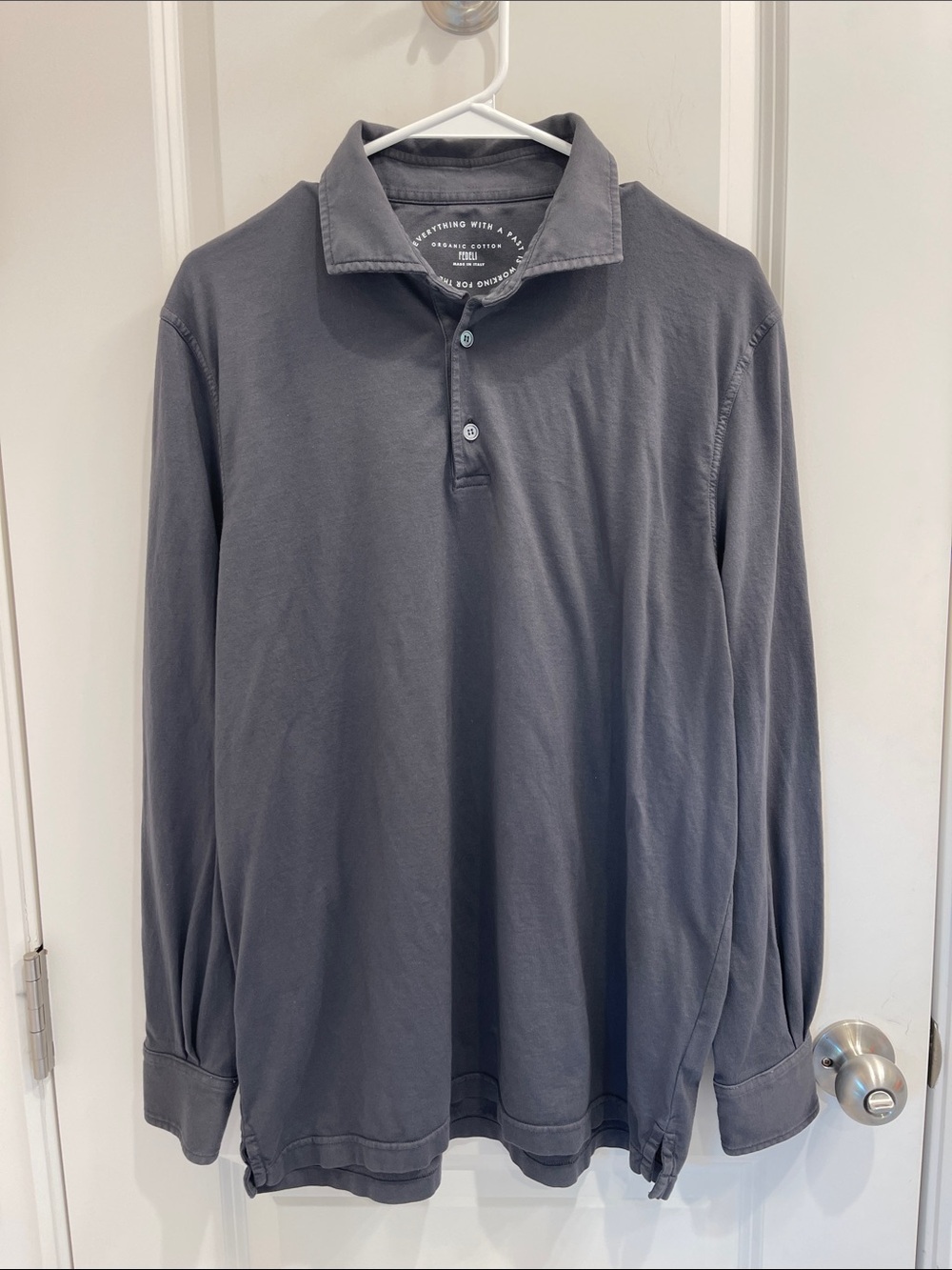Fedeli Long-Sleeve Polo Shirt - Charcoal Gray